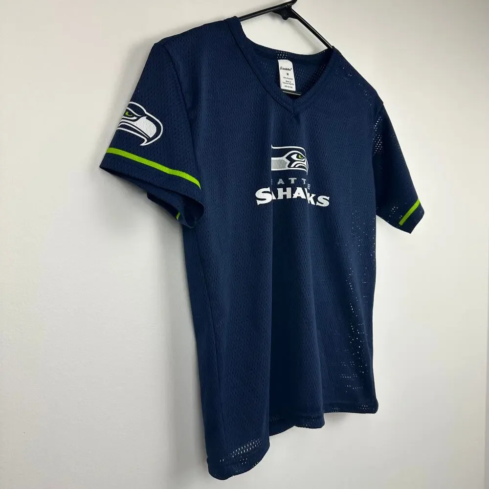 Franklin Youth Seattle Seahawks NFL Football Logo Mesh Navy Blue Jersey Medium